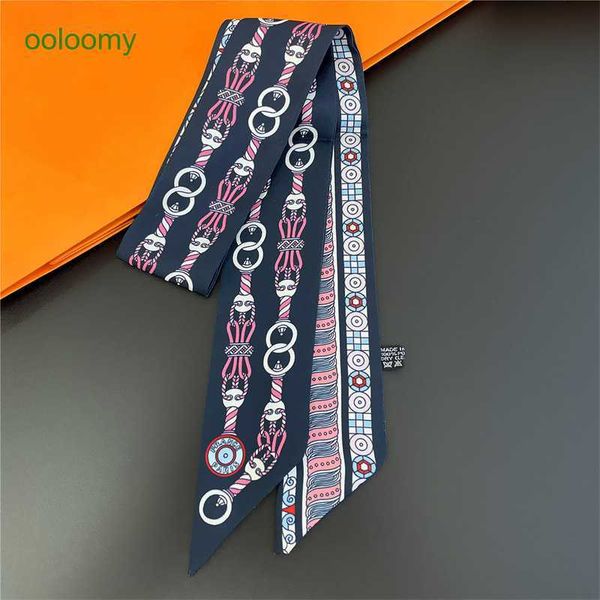

hemres designer cravat 2023 new silk scarf geometric chain buckle hairband women's binding daily ribbon headwear accessories nzkz, Black;purple