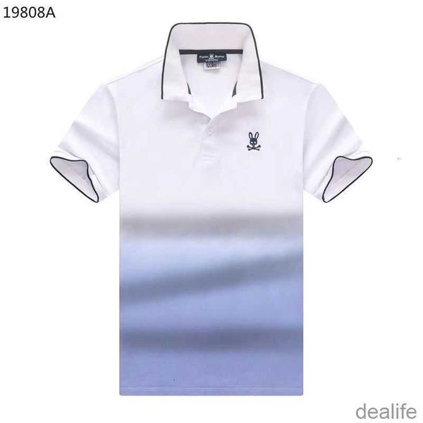 

psycho bunny 23 summer new progressive tie-dyed skull rabbit fashion embroidered lapel polo casual versatile lgpg, White;black