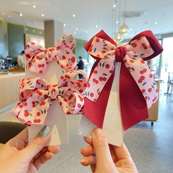 

girl s dresses princess sweet cherry bow hairpin 230508, Red;yellow