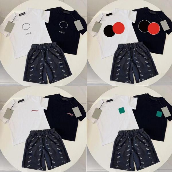 

designers toddler boys clothing sets summer baby short-sleeve t shirt shorts 2pcs costume for kids clothes tracksuit, White