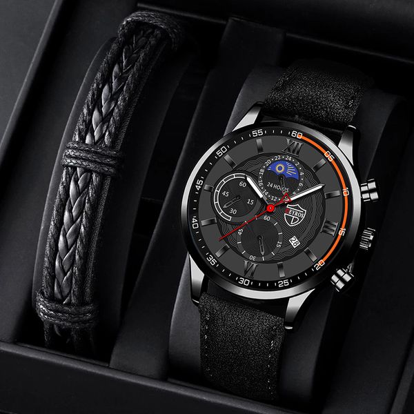 

wristwatches mens sports watches man business quartz wristwatch luxury black leather bracelet men casual luminous clock watch 230506, Slivery;brown