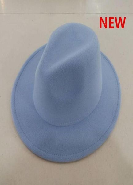 

fedora hats women new classic simple wide brim felt vintage blue white green multicolor dress winter women6297412, Blue;gray