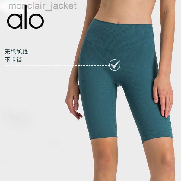 

desginer alos yoga shorts yoga's new thread elastic abdominal contraction capris high waist and hip lift running sports fitness cycling, White;black