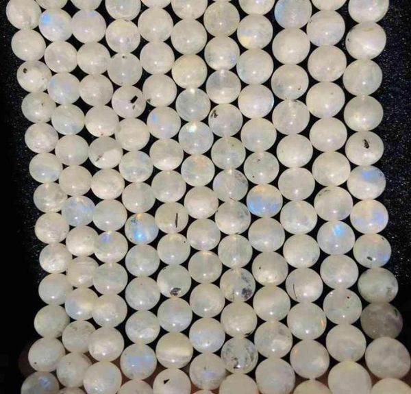 

natural rainbow moonstone 8mm round gem stone loose beads with dotfor jewelry diy 155quotstring8838399, Black