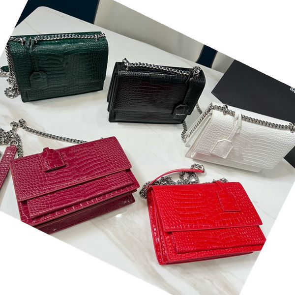 

classical flap bag luxurys designer handbags leather women shoulder bags fashion lady sunset gold silver chain flap purse crossbody bag 22cm