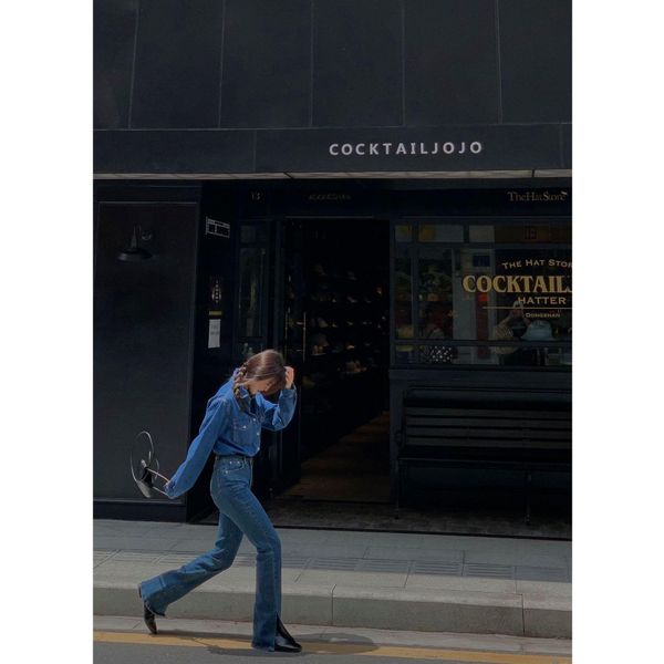 

jeans ins spodnie jeansowe z wysokim stanem rozkloszowane damskie 2022 jesienne nowe spodnie z prostymi nogawkami, Blue