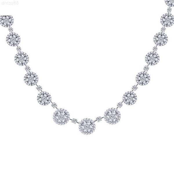 

tianyu gems jewelry customized 10k real gold colorless moissanite diamond halo engagement charm necklace, Silver