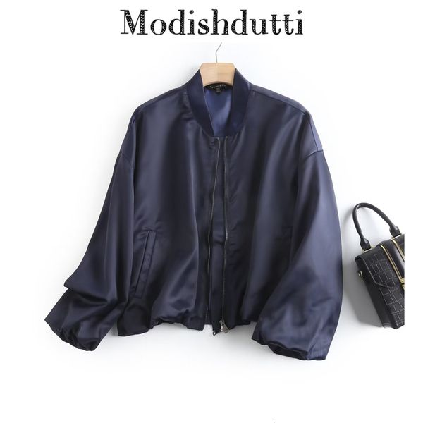 

men s jackets modishdutti 2023 women spring autumn fashion zipper bomber jacket coat casual solid pockets outwear female 230508, Black;brown