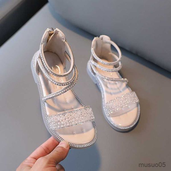 

sandals girls sandals summer new children's casual shoes soft sole fashion princess flats rhinestone kids shoes beach sandals, Black;red