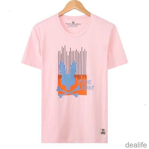 

2023 new psycho bunny versatile summer men's and women's embroidery printed skull rabbit short sleeve t-shirt pure cotton tide bra, White;black