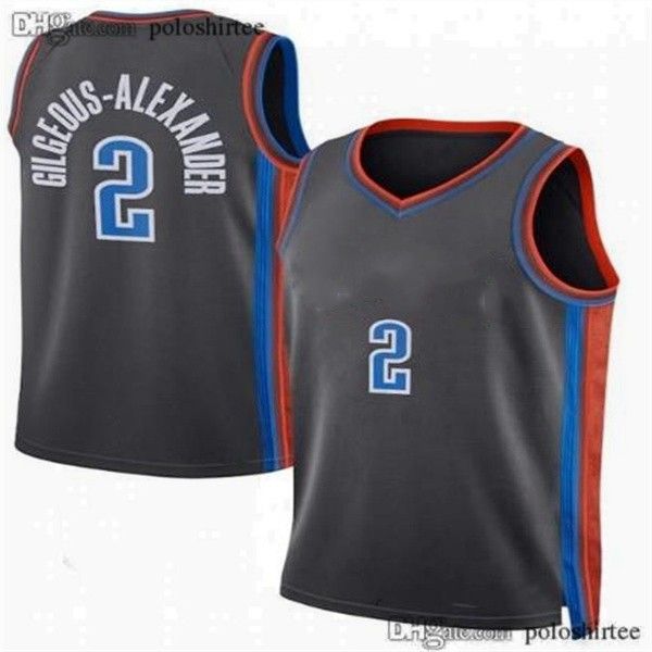 

2 gilgeous-alexander basketball jerseys city jersey 2023 men kids, Black;red
