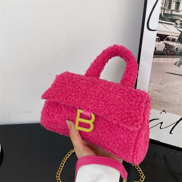 

24% off 2023 fashion autumn and winter ins lamb hair hourglass hand plush diagonal women's one-shoulder fur bag