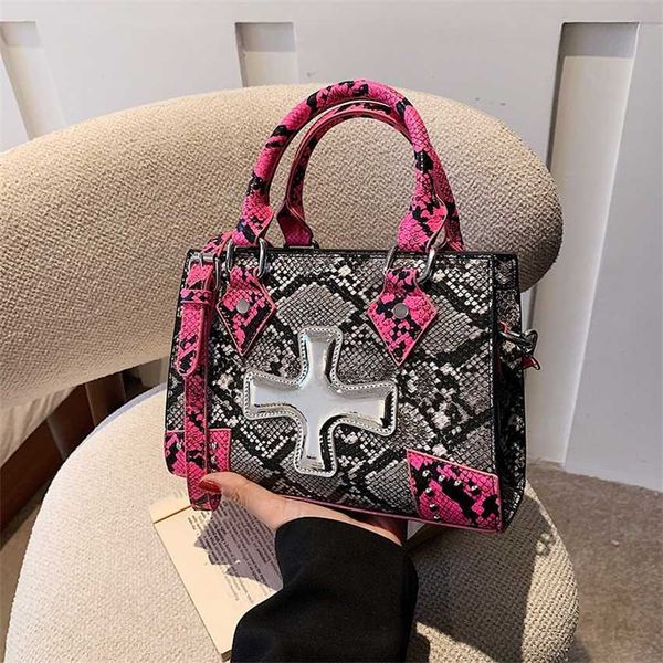 

20% off 2023 handbag fashion tote new handbag personalized snake skin pattern shoulder cross contrast crossbody bag for women