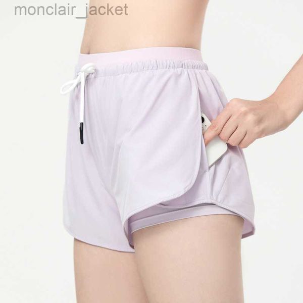 

desginer alos yoga shorts loose fitting sports shorts women's anti glare pants thin running training pants wearing mesh red fitness pan, White;black