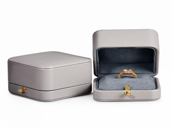 

jewelry pouches bags oirlv creative press button highgrade gray pu leather wedding proposal ring box single packaging can be cus9485728, Pink;blue