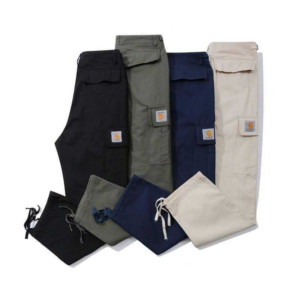 

mens overalls carh designer pants straight loose trousers men multi-functional long multi-pocket slacks large size, Black
