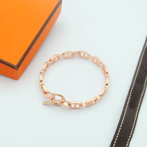

trendy temperament bracelet female rose gold non-fading pig nose designer jewellery gift for lover, Black