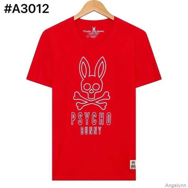 

psycho bunny 2023 summer new skeleton rabbit embroidery flocking print pattern casual short sleeve versatile t-shirt trendy men gxa6, White;black