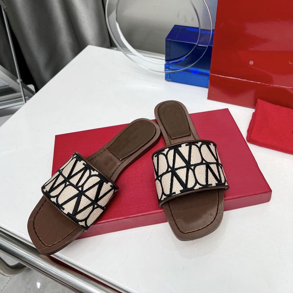 

designer beach shoes women valentinoity leather slipper v style flat sandals woman pool slides indoor outdoor footwear ok4