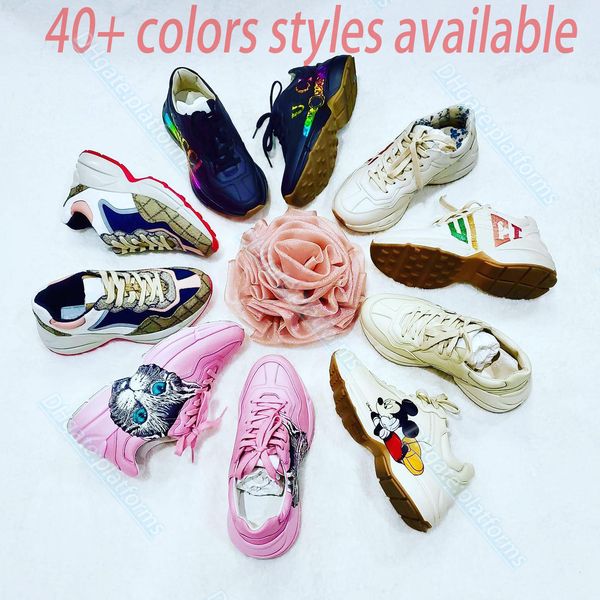 

designer sneaker woman men luxury rhyton tennis 1977 jumbo sneaker embossed high canvas walk running trainer shoe store with dust bag and bo