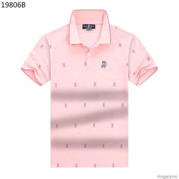 

psycho bunny polo t shirt 23 new fashion brand cartoon skeleton rabbit full screen printed embroidered collar for men's casual pearl fl, White;black