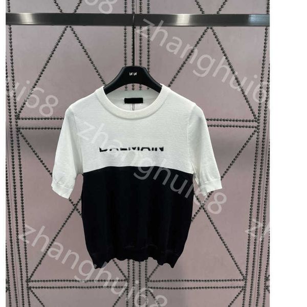 

23ss womens knits womens designer clothing round neck spring summer mandarin duck black and white classic patchwork color embroidered knitte