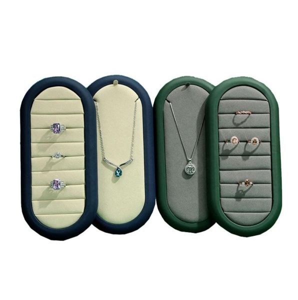 

delivery whole new pu leather jewelry display tray oval ring necklace storage bracket window counter booth4040025, Black