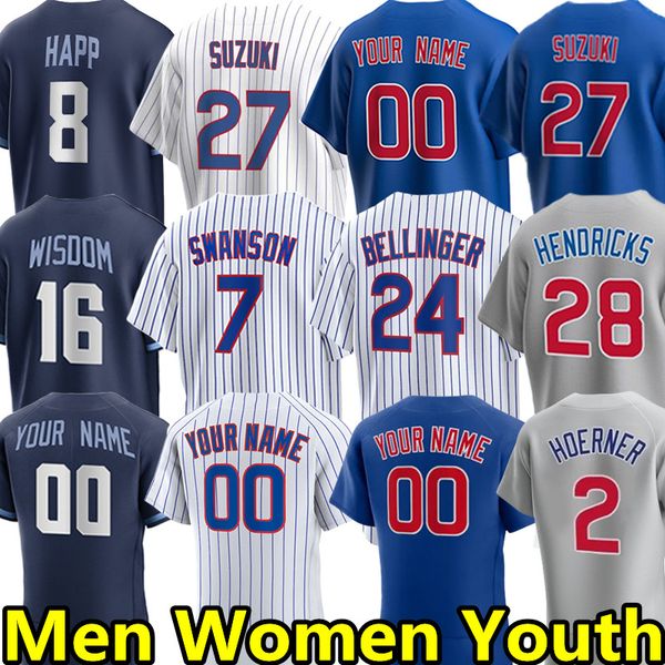 

7 dansby swanson baseball jerseys seiya suzuki nico hoerner cody bellinger marcus stroman ian happ trey mancini kyle hendricks wisdom nelson, Blue;black