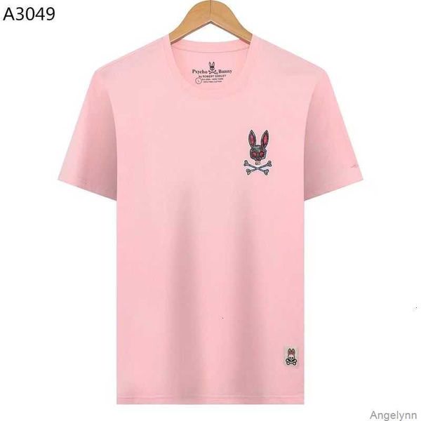 

psycho 2023 summer new t-shirt fashion brand skull rabbit bunny front and back printed men's short sleeves 3fck, White;black