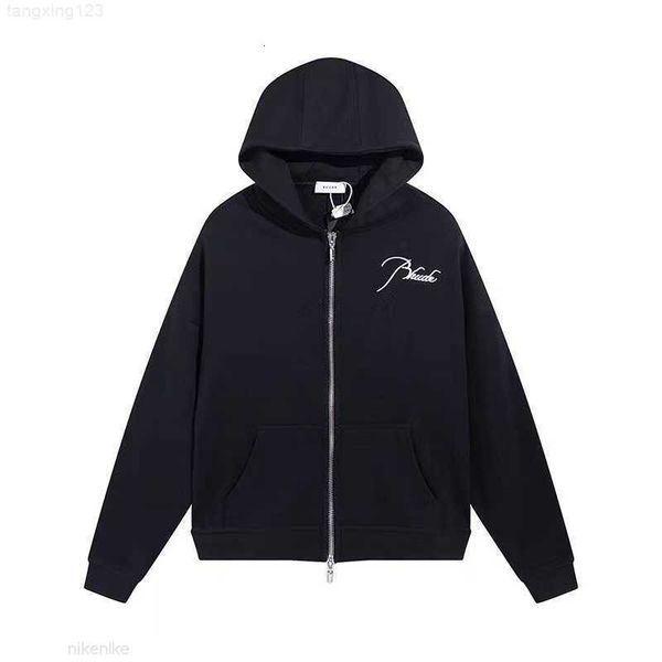 

23ss mens sweater rhude designer hoodie letter-printed long-sleeved street holiday casual couple's same clothing k88, Black