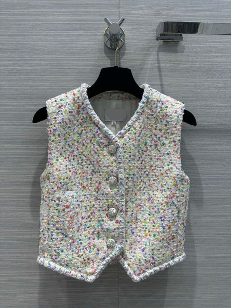 

2023 luxury women's tweed vest fashion summer single breasted coat sleeveless lady short coat causal waistcoats, Black;white