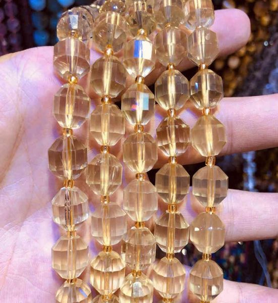 

whole natural citrines yellow quartz beadshand cuttingapprox 10mm faceted gem stone loose beads for jewelry1string 155quot2214837, Black