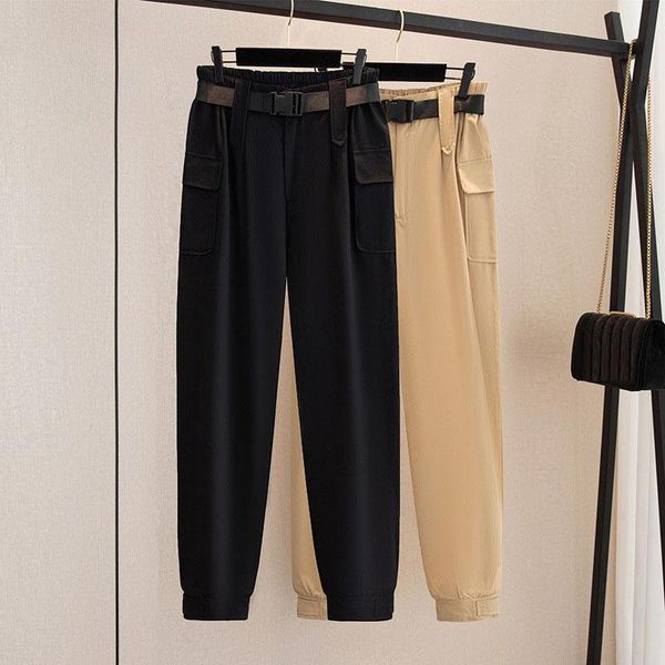 

pants 150kg plus size women's spring summer workwear casual pants loose high waist sports harem trousers hip 154 5xl 6xl 7xl 8xl 9xl, Black