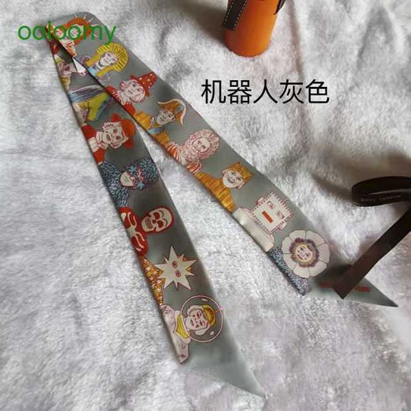 

hemres designer cravat new library stamp twill small scarf thin narrow strip silk binding bag handle ribbon bundle lki1, Black;purple