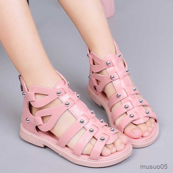

sandals summer sandals girls boots narrow band fashion princess party shoes open toe kids girl beach shoes, Black;red