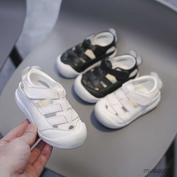 

sandals baby boys girls genuine leather sandals summer infant toddler shoes children sandals comfortable soft bottom kids beach shoes, Black;red