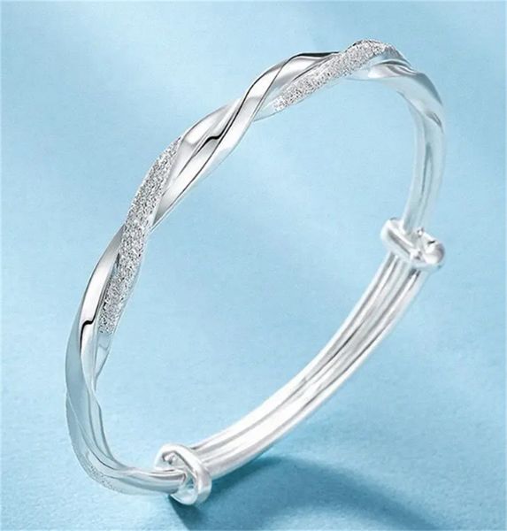

925 silver plated simple cufflinks bracelet, round bracelet women's handwear, Golden;silver