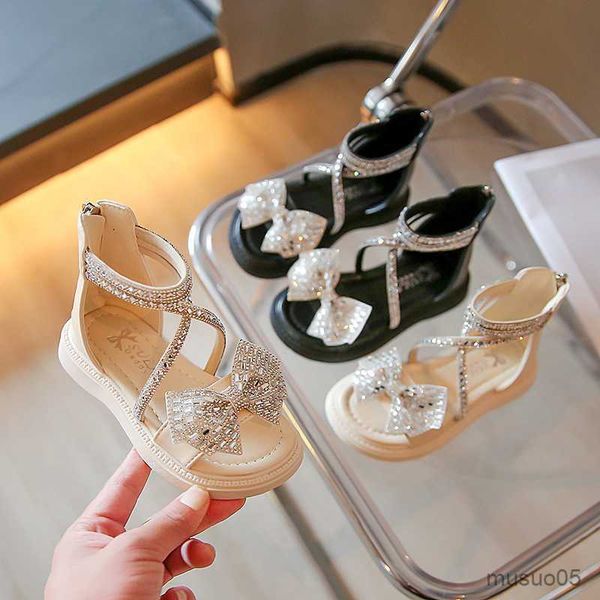 

sandals girls sandals 2023 summer new fashion princess shoes kids rhinestone beach sandals anti slip girl shoes, Black;red