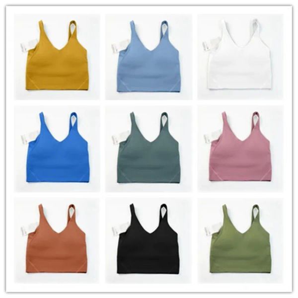 

2023 new yoga outfit lu-20 u type back align tank gym clothes women casual running nude tight sports bra fitness beautiful underwear ve, White;red