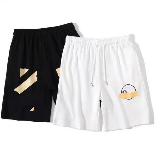 

designer offes fashion men's shorts summer brand luxury casual sports pants loose arrow printed reflective stripe short black gym sweat, White;black