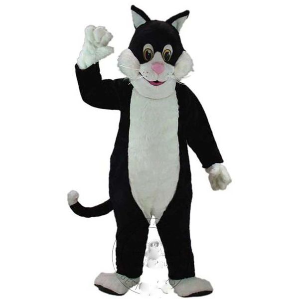 

factory sale size super cute black & white cat mascot costume fancy costume anime custom fancy costume halloween christmas birthday dress, Red;yellow