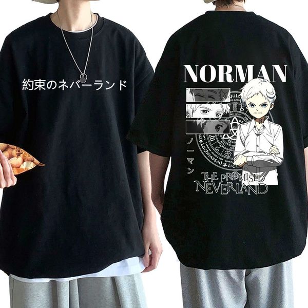 

men s t shirts japan anime the promised neverland t shirt men summer manga emma norman ray double sided graphic t shirt oversized 230508, White;black