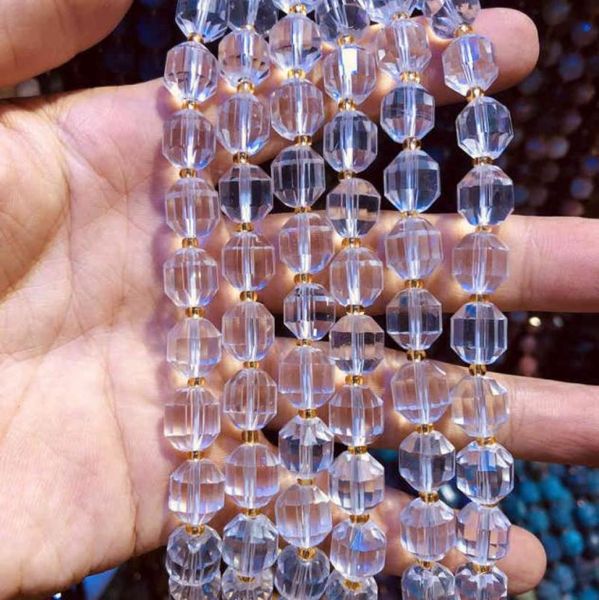 

whole natural clear quartz beadshand cutting rock crystal bead10mm faceted gem stone loose beads for jewelry1string 155quot1223135, Black