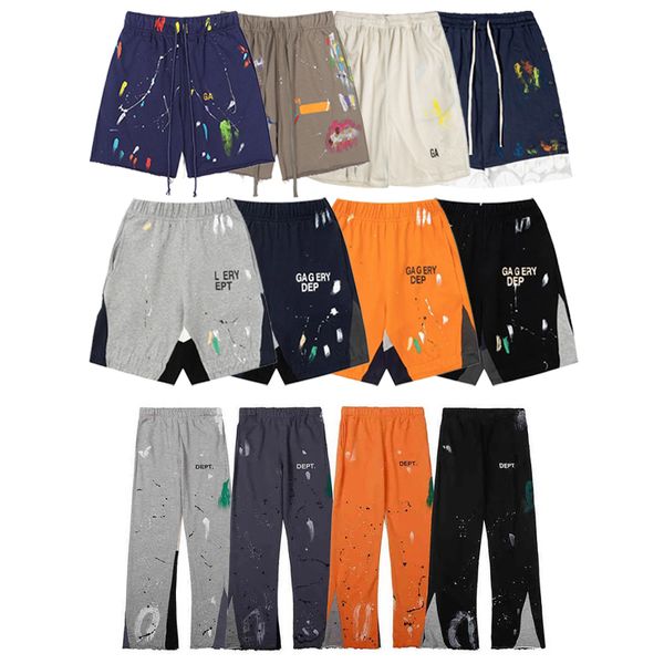 

23ss mens plus size pants padded sweatpants hip hop stitching trousers designer jean shorts for men bootcut women casual cotton ink graffiti, Black;brown