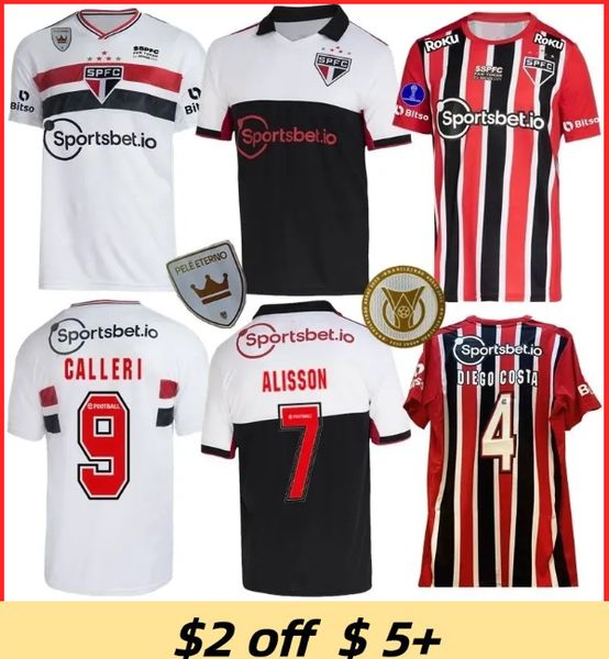 

2022 2023 2024 sao paulo fc soccer jerseys luciano 22 23 24 arboleda rafinha calleri alisson pablo maia pele eterno sao paulo jersey home aw, Black;yellow