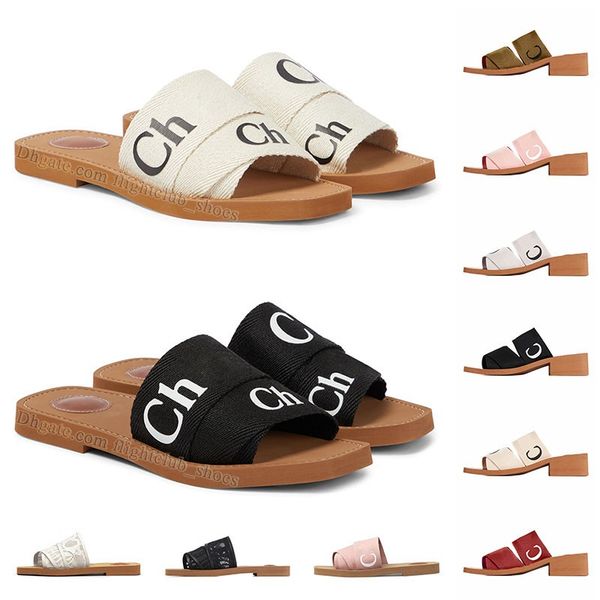 

big size womens slippes sandals woman's woody flat mule slippers designer famous slides summer black white beige pink coach sandels lid
