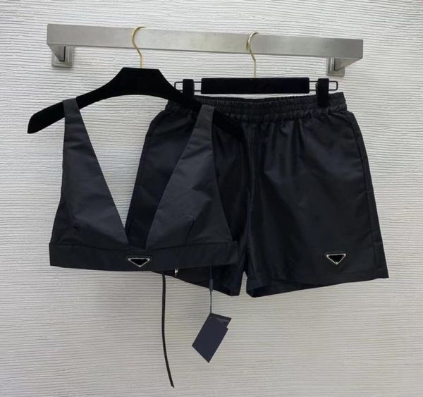 

fashions women039s tracksuits ladies designer triangle bra short pants set adjustable chest size indoor outdoor bathing su2998874, Gray