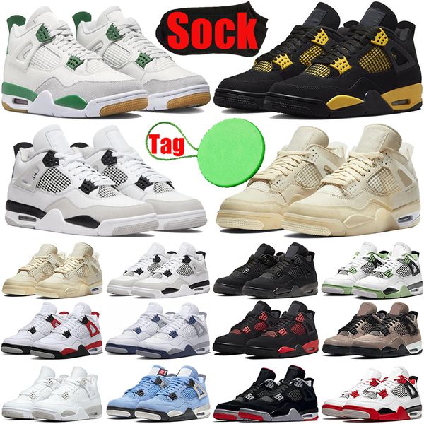 

pine green 4 4s mens womens basketball shoes military black cats canvas fire red university blue white oreo sail red thunder men trainers sp