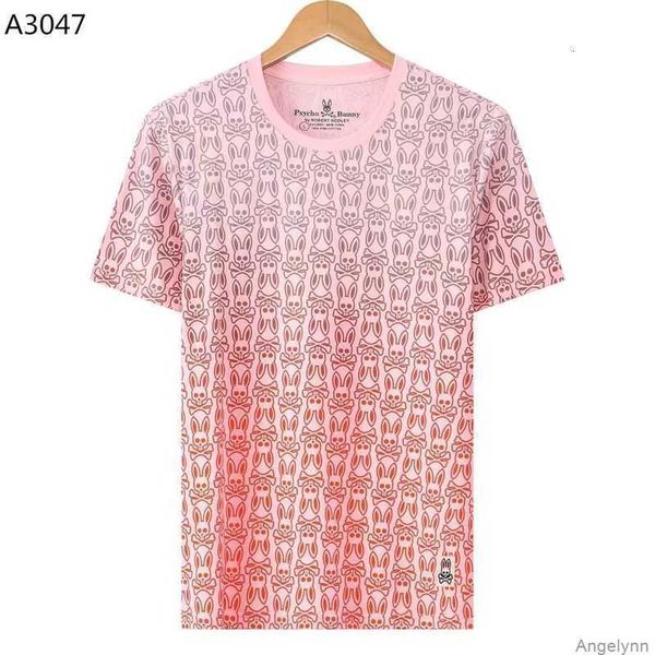 

2023 spring/summer new psycho bunny skeleton rabbit full short sleeve printed pattern fashion brand t-shirt pure cotton embroidery jhv0, White;black