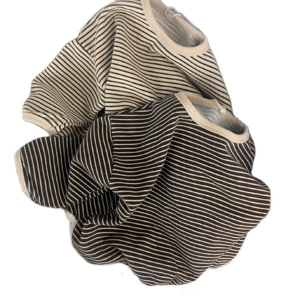 

t-shirts boys sweaters tees spring long sleeve korean loose striped children's t-shirts all-match bottoming girl shirts 230508, Blue